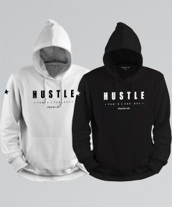 black & white sports polyester power x purpose hoodie on white background