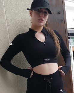 WOMEN'S RIBBED LONG SLEEVED TOP (Black)
