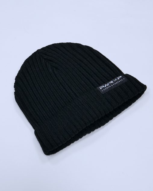 power x purpose flip down beanie wooly hat in black