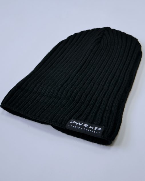 FLIP DOWN BEANIE WOOLY HAT (Black) - Image 3