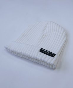 power x purpose flip down beanie wooly hat in white