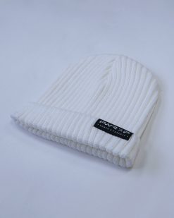 power x purpose flip down beanie wooly hat in white