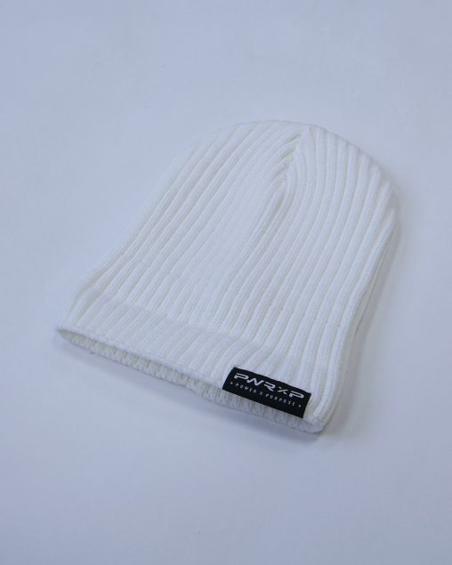 power x purpose flip down beanie wooly hat in WHITE