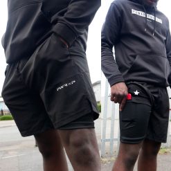 power x purpose 2 in 1 phone pocket shorts