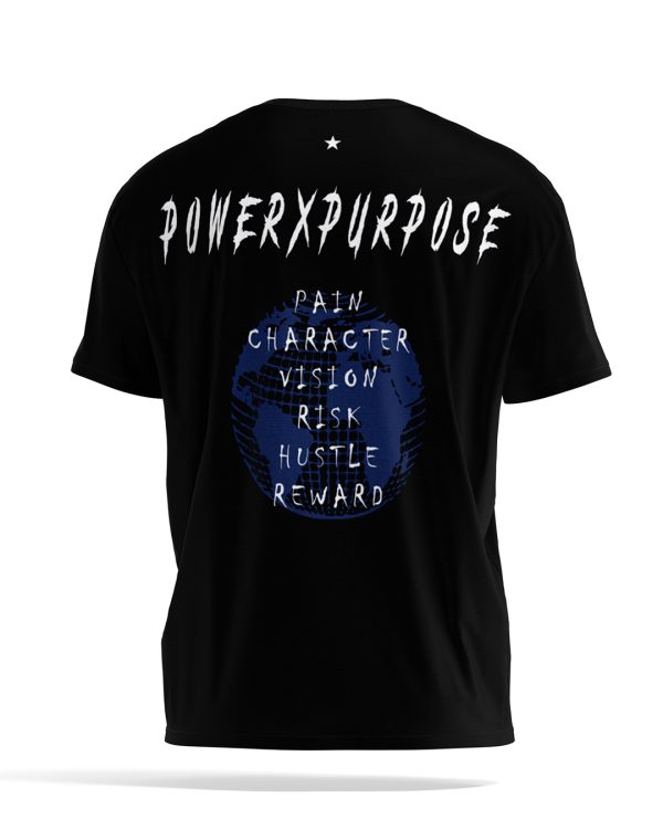 back of oversized t-shirt pump cover in black by power x purpose.