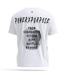 back of oversized t-shirt pump cover in white by power x purpose.