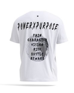 back of oversized t-shirt pump cover in white by power x purpose.