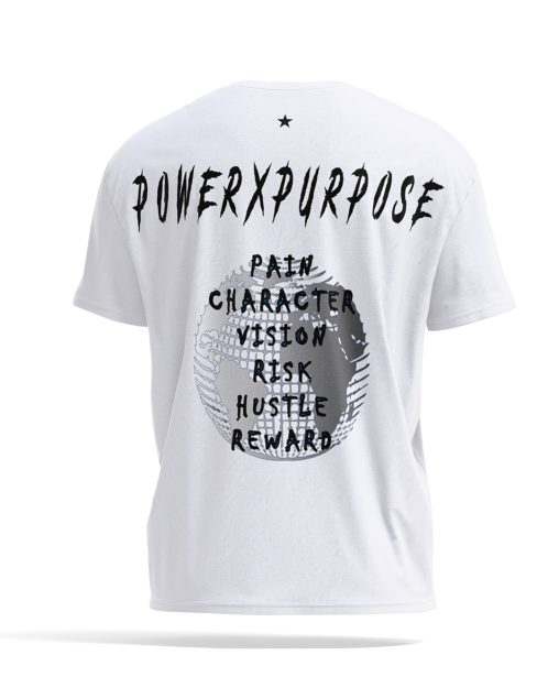 back of oversized t-shirt pump cover in white by power x purpose.