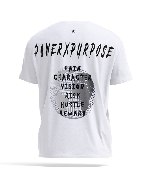 back of oversized t-shirt pump cover in white by power x purpose.