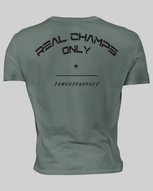 REAL CHAMPS ONLY FLEX T-SHIRT (Green Khaki) - Image 3