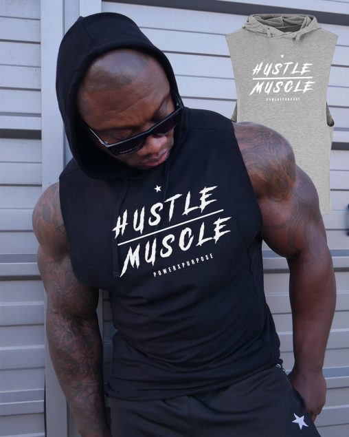muscular man wearing power x purpose quick dry tank top for the gym.