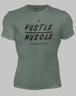 muscular black man wearing power x purpose hustle muscle fit flex t-shirt