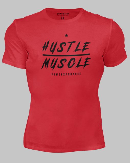 muscular black man wearing power x purpose hustle muscle fit flex t-shirt