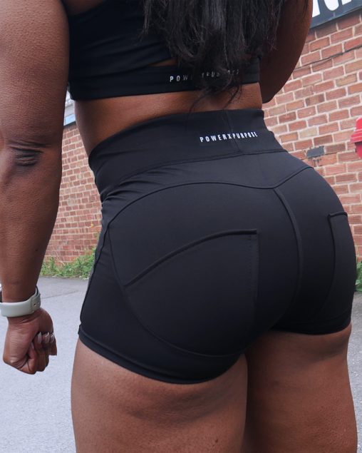 fitness model wearing power x purpose brazilian tammie short