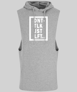 power x purpose don't talk just lift sleeveless hoodie in grey