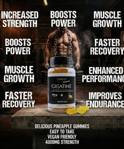 Alternative view of Pineapple Creatine Monohydrate Gummies – 4000mg | Vegan Halal | 1 Month Supply