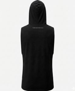 image of the power x purpose sleeveless muscle hoodie in black